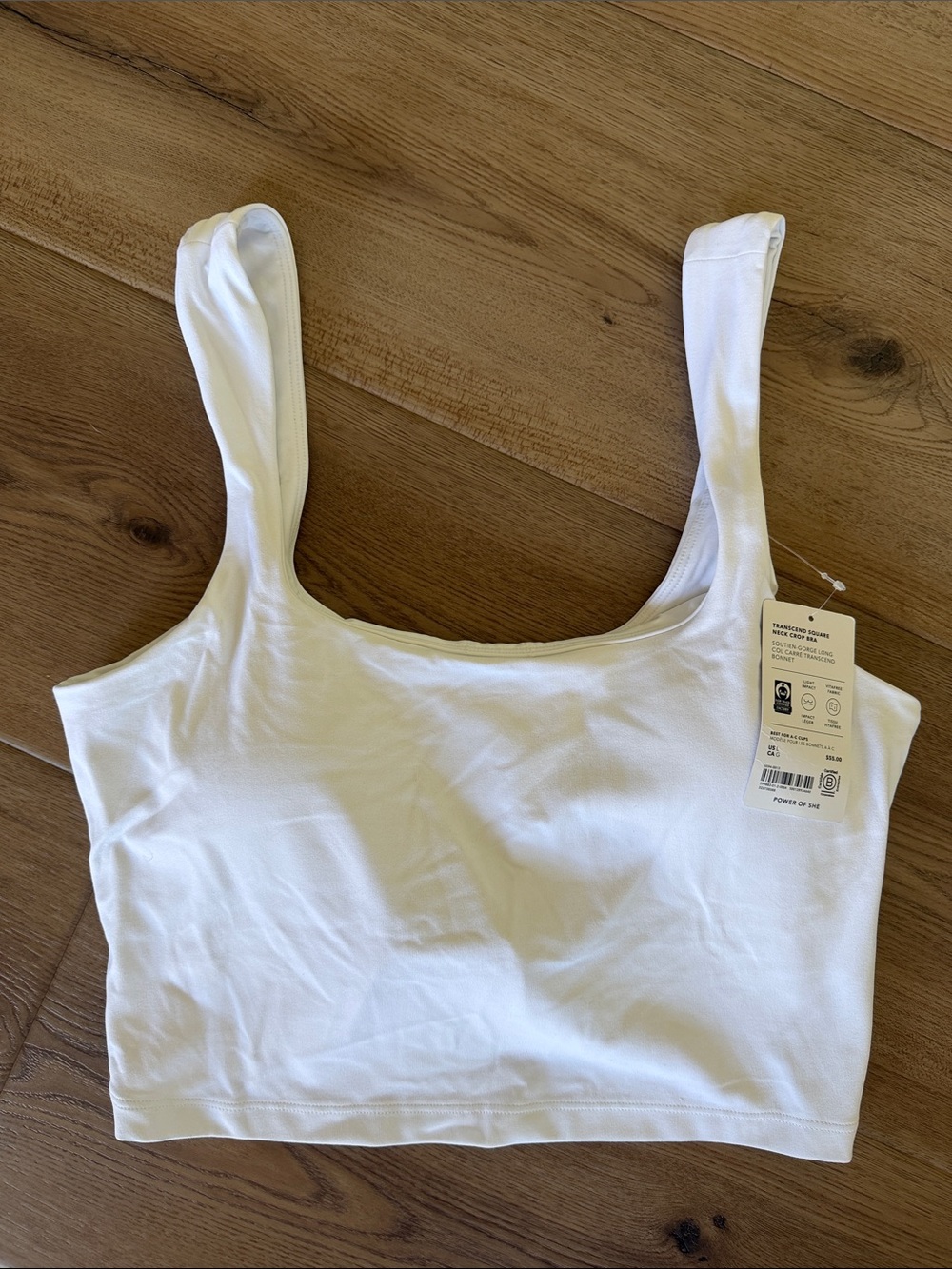 Athleta White Transcend Square Neck Crop Bra